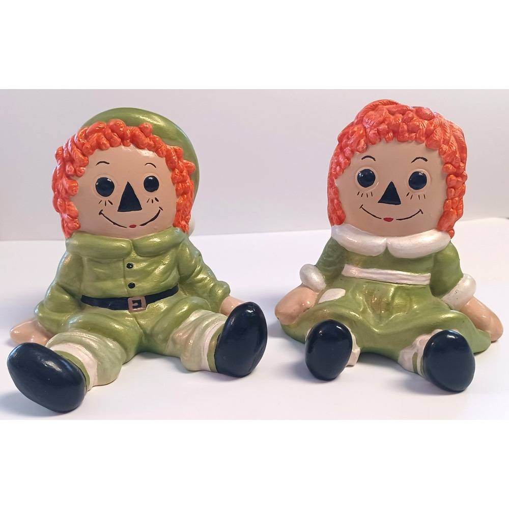 Vintage 1974 The Bobbs Merrill Co Ceramic Raggedy Ann Andy Handpainted 5" Figure